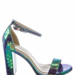 Delicious ShinerD Block Heel Ankle Strap Sandal 4 Inch High, Women Thin Strappy Formal Open Toe Minimalist Chunky Dress Shoes New