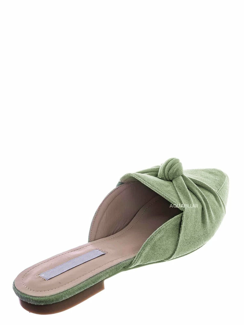 Forever Link Mules11 Knotted Pointed Toe Slides - Women's Slide In Close Toe Slipper New