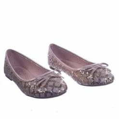 Forever Link New Karra46 Children Girls Fancy Round Toe Ballet Flat W Criss Cross Glitter