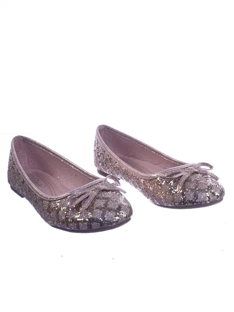 Forever Link New Karra46 Children Girls Fancy Round Toe Ballet Flat W Criss Cross Glitter