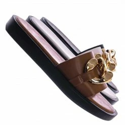 Bamboo New SideKick11 Padded Flatform Slpper W Oversize Chain - Womens Molded Footbed Slide