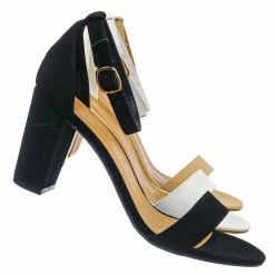 Bamboo Striking01 Retro Chunky Block Heel Sandal - Womens Open Toe Two Piece Dress Shoe