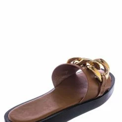 Bamboo New SideKick11 Padded Flatform Slpper W Oversize Chain - Womens Molded Footbed Slide