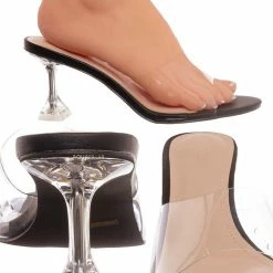 Bamboo New Water04 Clear High Heel Slip-On Mule, Womens Lucite Sandal