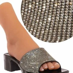 Forever Link List16 Womens Rhinestone Crystal Jelly Block Heel Mule Slide New