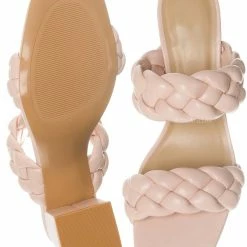 Soda Mostly Block Heel Braided Mule, Women Puffy Slide Sandal