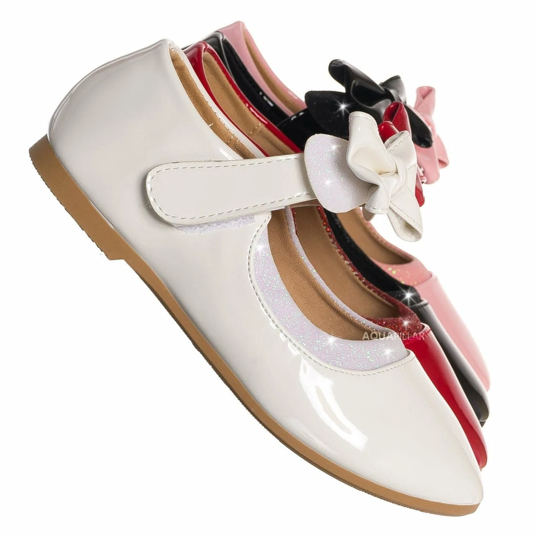 Lucky Top Hilton1K Children Flat Mary Jane, Girl Kids Cute Glitter Shoes New