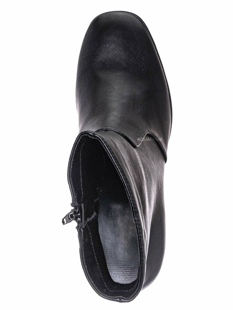 Bamboo Underlined01 Platform Block Heel Bootie - Women Croc & Suede Ankle Pump Boot New