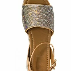 Forever Link Luxury96 Rhinestone Glitter Flatform Sandal - Women Ankle Strap Crystal Platform New