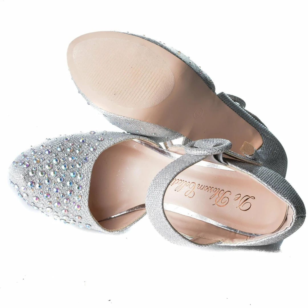 Kinko7 By De Blossom, Dress Rhinestone Studded Pointed Toe Mary Jane Platform Pump Heels