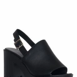 Soda New Marry Slingback Block Heel Clog, Women Lug Sole Shoes