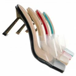 Wild Diva New Bambia02 Metal Heel Lucite Mule - Women Clear Slipper