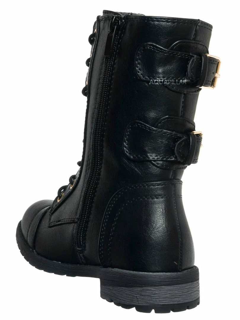 Forever Link New Mango71K Children Combat Boots - Kids Calf High Utilitarian Shoes