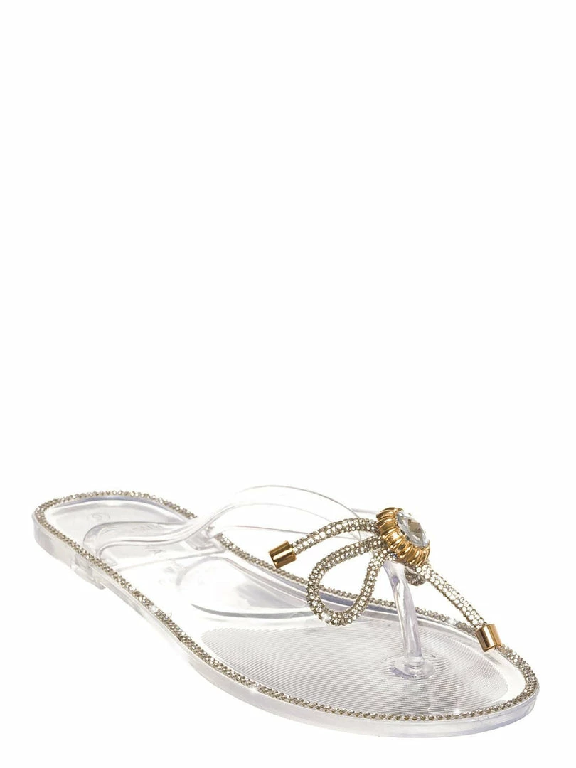 Wild Diva Jolie44 Rhinestone Crystal Jelly Slide, Women Lucite Flip Flop