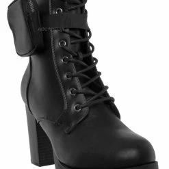 Forever Link New Match18 Fashion Combat Bootie W Pocket Pouch - Women Heel Ankle Boot