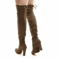 Forever Link Dasiah1 Over The Knee Block Heel Boots - Top Lace Tie Slouchy Thigh High Shoes New