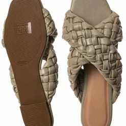 Bamboo Kick61 Thick Braided Woven Slides - Womens Open Squared Toe Slip On Mule Slipper New