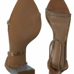 Liliana Casatti3 Rhinestone Block Heel Sandal - Women Open Pointed Toes New