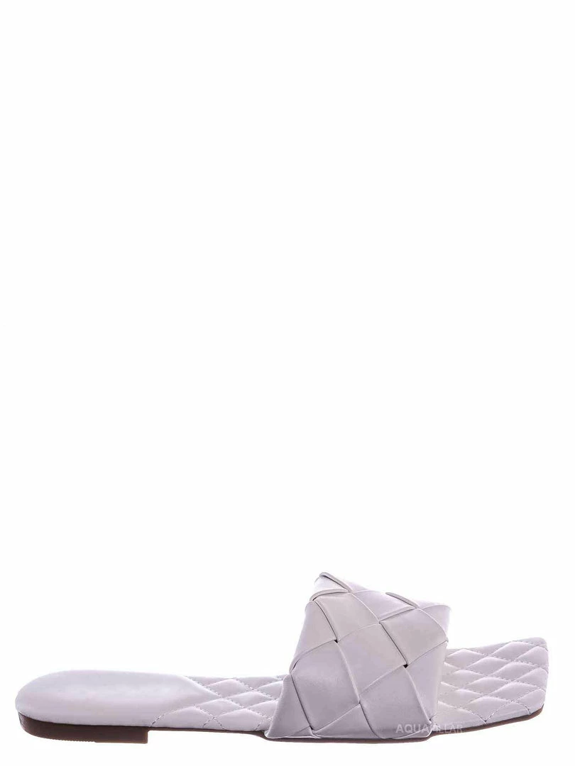 Forever Link Padded18 Wide Woven Slide Sandal - Womens Elongated Open Square Toe Slipper Mule New