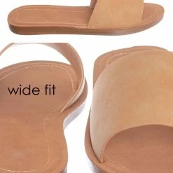 Soda InlineW Wide Width Foam Padded Slide, Women Slip On Sandal