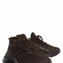 Bamboo New Hana47 Rhinestone Studded Knit Nylon Stretch Sneaker