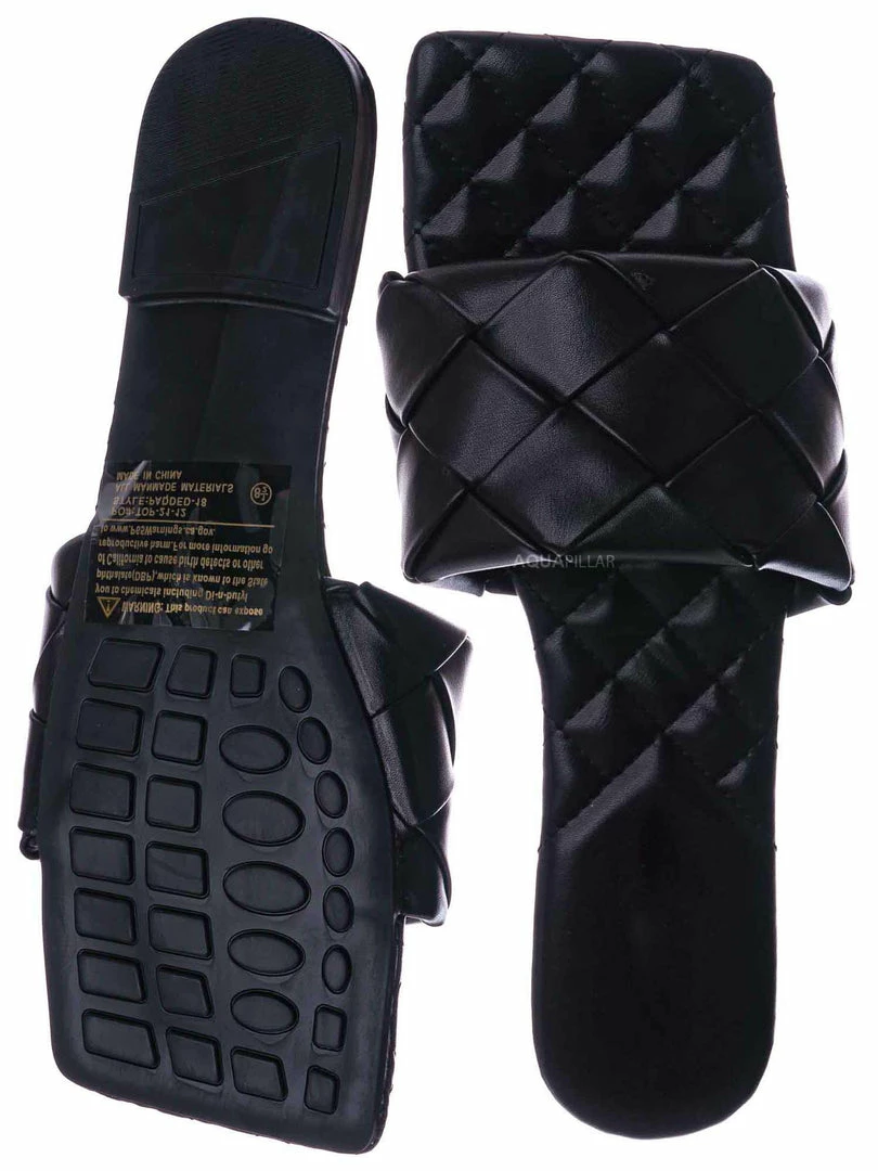 Forever Link Padded18 Wide Woven Slide Sandal - Womens Elongated Open Square Toe Slipper Mule New