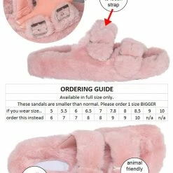 Liliana New Dearly3 Fluffy Faux Fur Footbed Slipper, Men Women Fuzzy Double Buckle Slides
