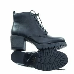 Nevitt By Soda Lace Up Military Combat Ankle Boots W Lug Sole & Vintage Fabric New