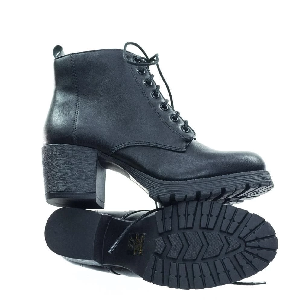 Nevitt By Soda Lace Up Military Combat Ankle Boots W Lug Sole & Vintage Fabric New