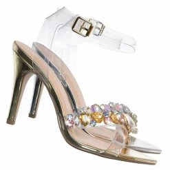Delicious Danish Rhinestone Crystal Lucite Clear Sandal, Women Vinyl Shoes New