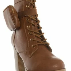 Forever Link New Match18 Fashion Combat Bootie W Pocket Pouch - Women Heel Ankle Boot