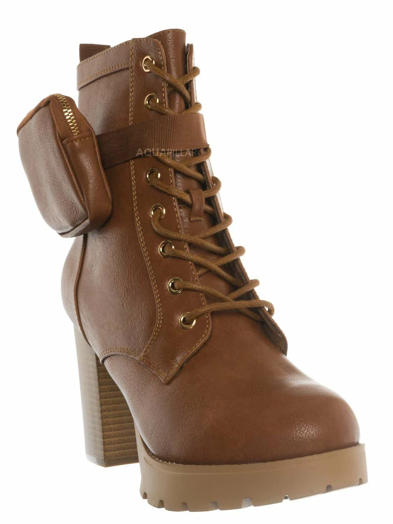 Forever Link New Match18 Fashion Combat Bootie W Pocket Pouch - Women Heel Ankle Boot