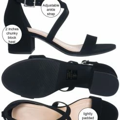 CityClassified Trial Low Block Heel Strappy Sandal - Women Dressy Chunky Dance Bride Wedding Ballroom Graduation Tacones Formal Summer Pump Comfort Shoes