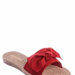 Bamboo Athena12 Espadrille Woven Knotted Bow Slides - Jute Rope Weaved Slip On Sandal