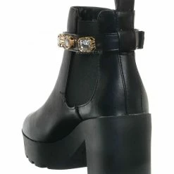 Bamboo Vista14 Rhinestone Block Heel Chelsea Boots - Womens Ankle Bootie