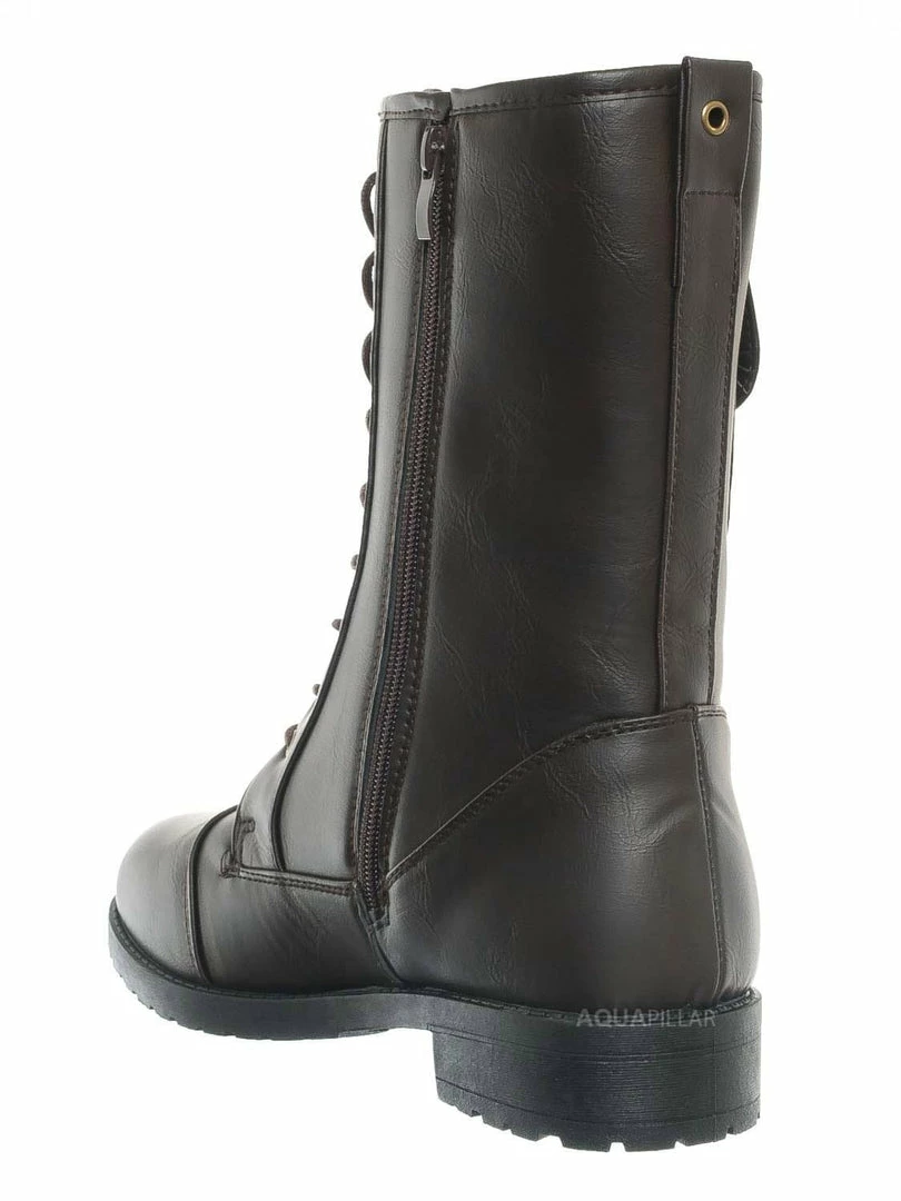 Forever Link New Mountain84 Combat Boots W Side Pocket - Men Women Lace Up Shoes