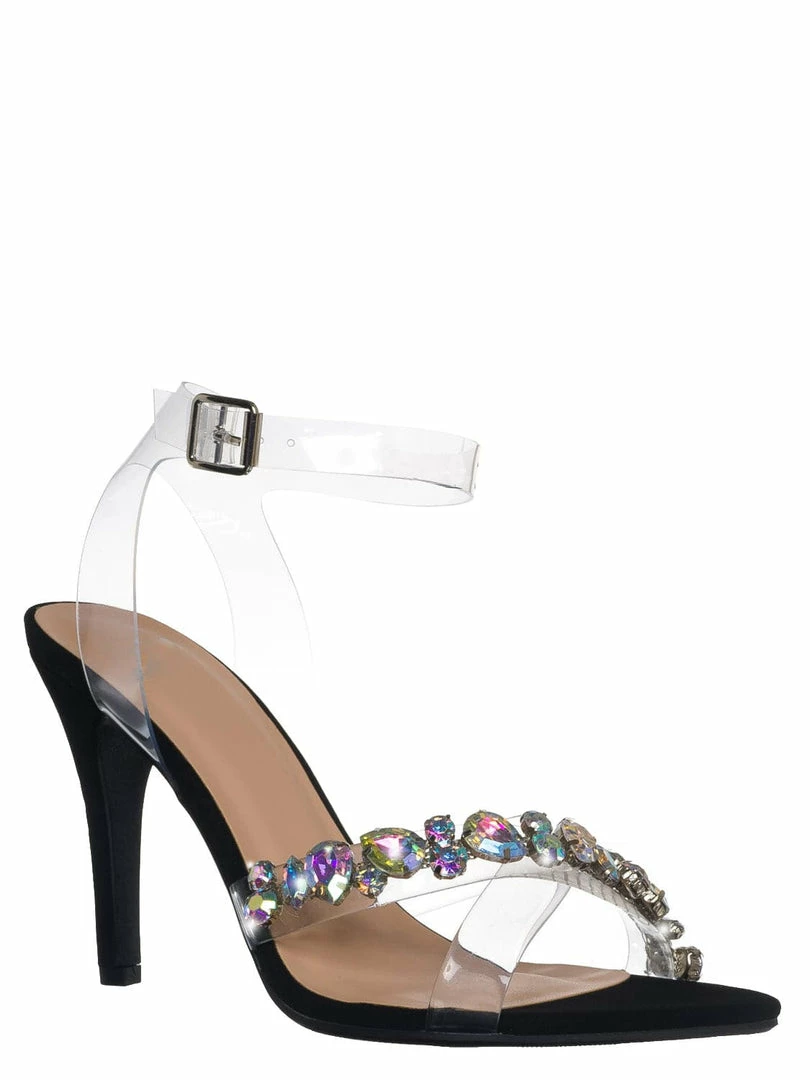 Delicious Danish Rhinestone Crystal Lucite Clear Sandal, Women Vinyl Shoes New