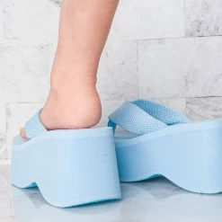 Wild Diva Heat01 EVA Foam Platform Wedge Thong Sandal, Women Summer Slipper