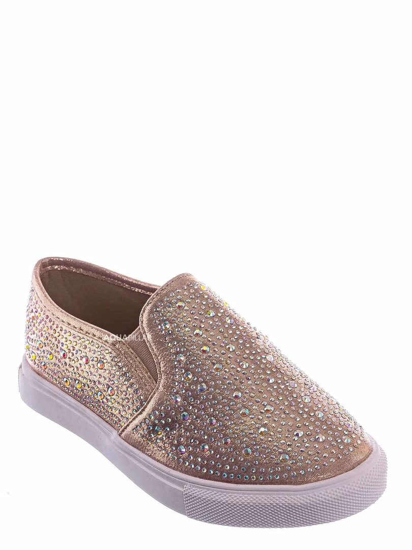 Forever Link Design08K Children Rhinestone Crystal Slip On Sneaker - Kids Girl Sporty Loafer New