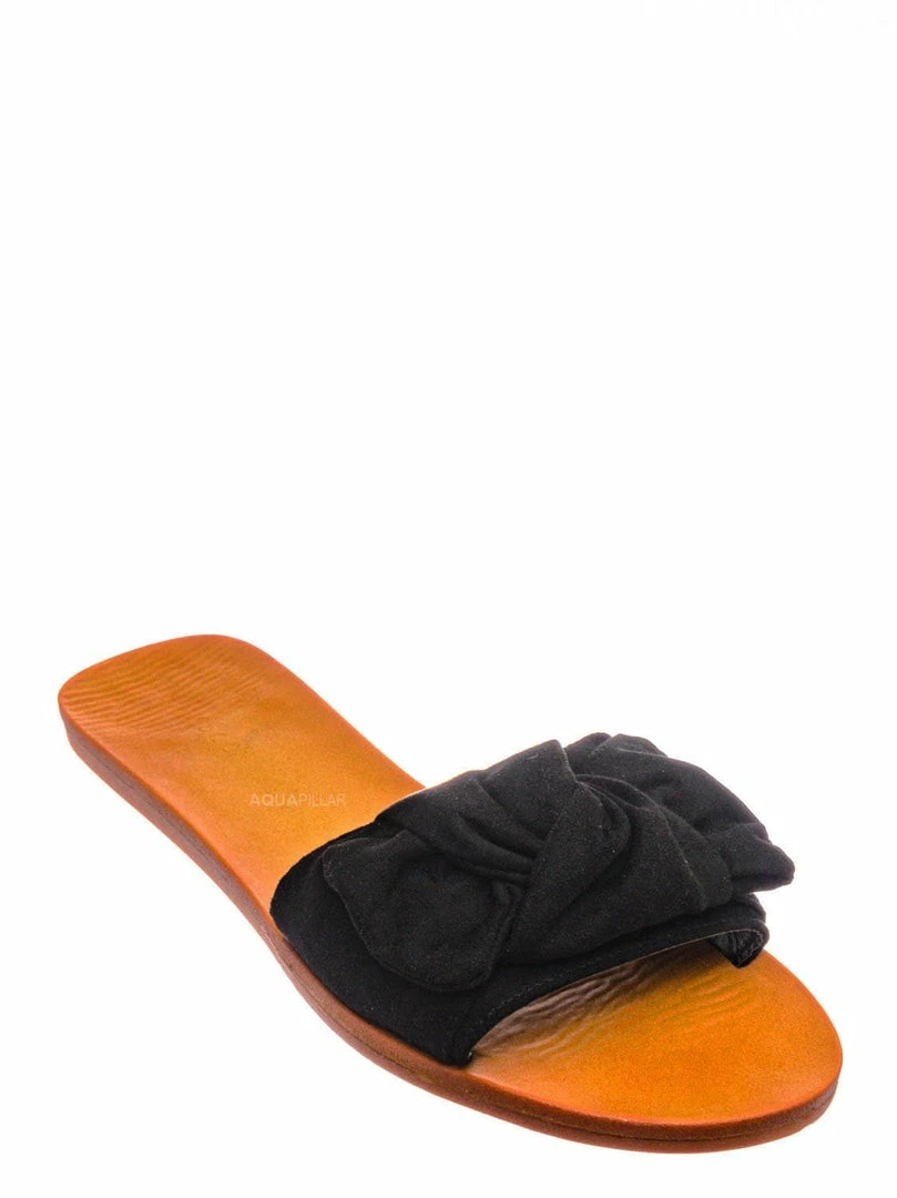 Bamboo Moondance17 Twist Knot Flat Slipper Mule - Women Slide In Boho Wide Band Sandal New