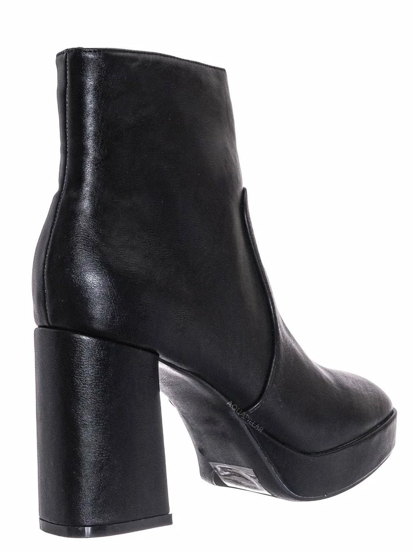 Bamboo Underlined01 Platform Block Heel Bootie - Women Croc & Suede Ankle Pump Boot New