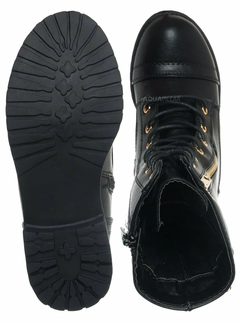 Forever Link New Mango71K Children Combat Boots - Kids Calf High Utilitarian Shoes