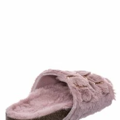 Bamboo New Defeat63 Faux Fur Molded Footbed Slipper - Furry Slide In Cork Slide Sandal
