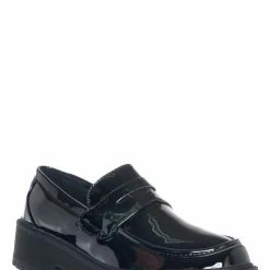 Forever Link New Chief60 Penny Loafers Platform Lug Sole - Vintage Creepers Chunky Work Flat Pumps Shoes Chunky Block Heel