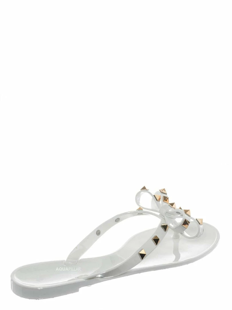 Bamboo New Studs01 Stud Jelly Slip On Slides - Beach Slipper W Metal Pyramid Stud