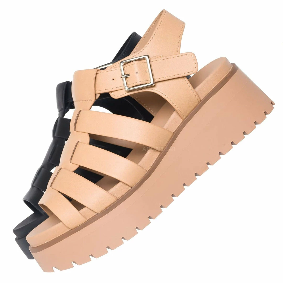 Soda New Pullout Flatform Gladiator Footbed Sandal - Women Platform Fisherman Shoes