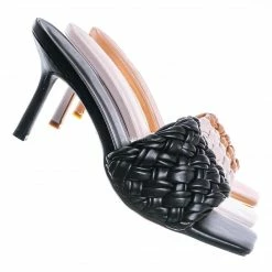 Bamboo Zeal08 High Heel Puffy Woven Mule - Women Stiletto Pillow Weave Sandal