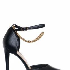 Delicious Zabel Chain Link Ankle Strap D'Orsay Pump, Women Dress Shoes New