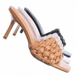 Bamboo Zeal08 High Heel Puffy Woven Mule - Women Stiletto Pillow Weave Sandal