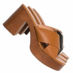 Top Moda Java80 Lightweight Faux Wooden Clog Sandal, Women Slipper Heels